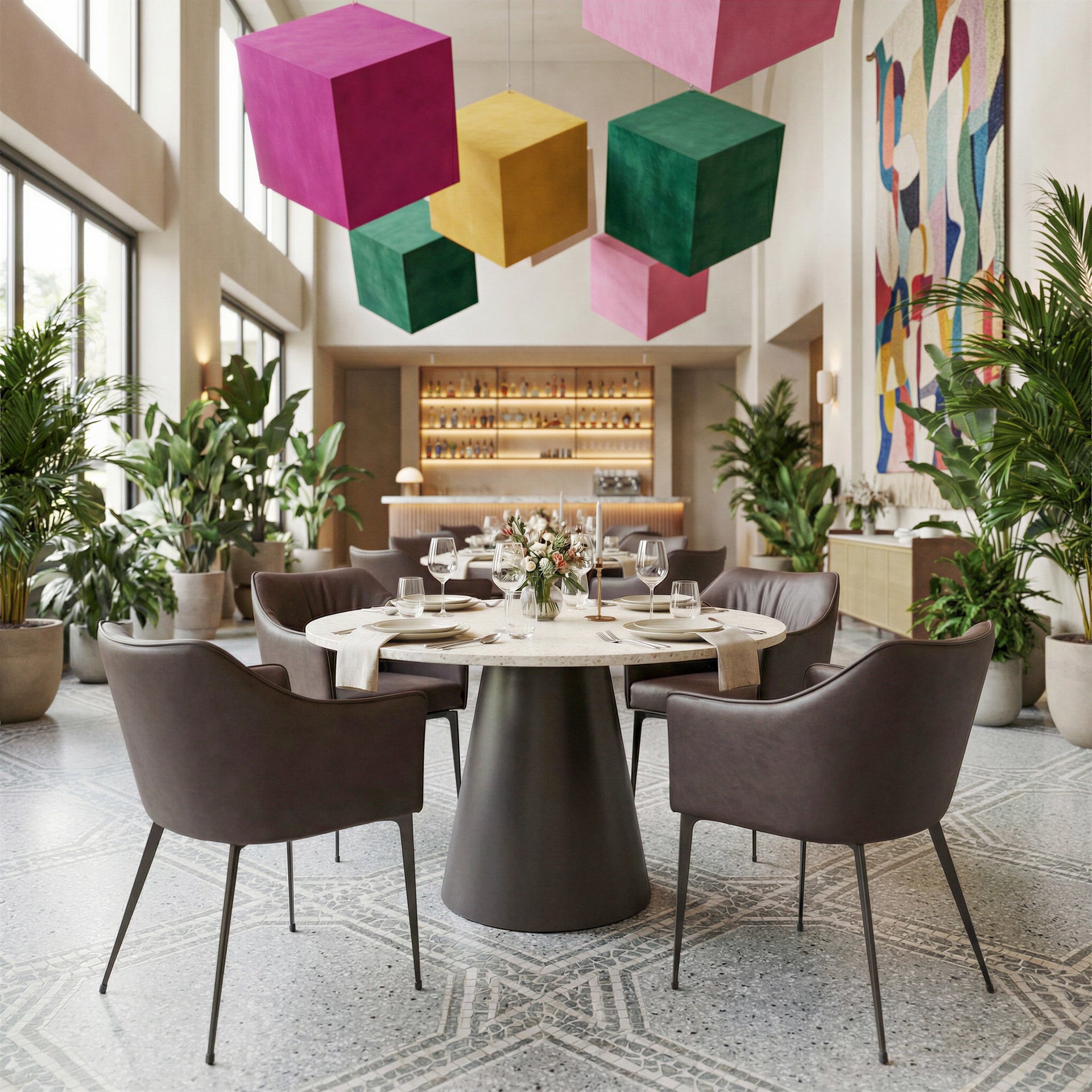 Jorf Dining Table Beige & Bronze