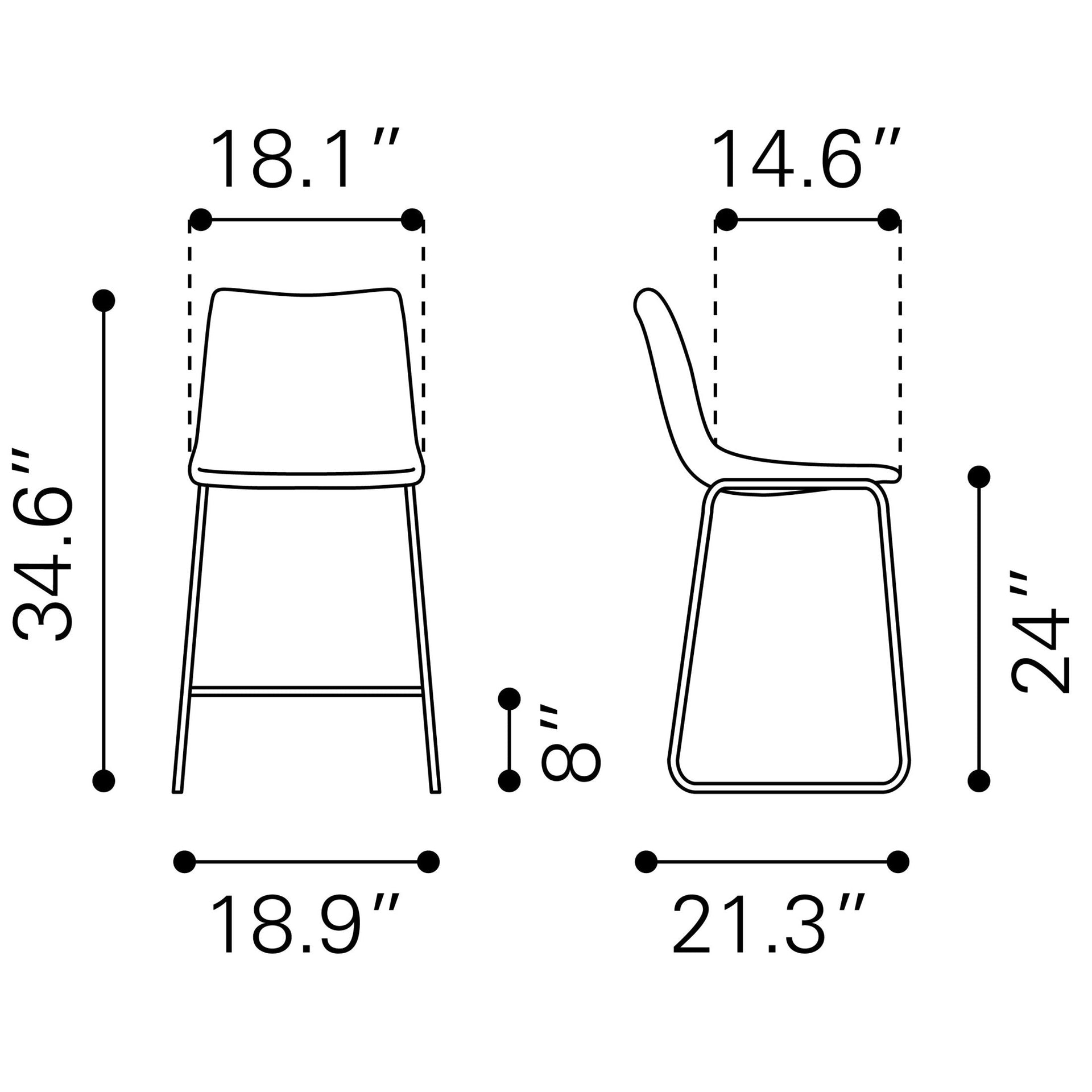 Smart Counter Stool (Set of 2) Black