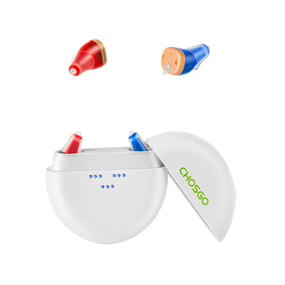 CHOSGO Rechargeable Mini CIC Hearing Aids for Seniors | Digital Noise Cancelling In-Ear OTC Hearing Devices
