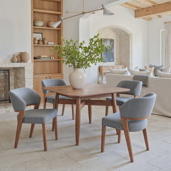 Sunobu Dining Chair (Set of 2) Azure Gray & Walnut