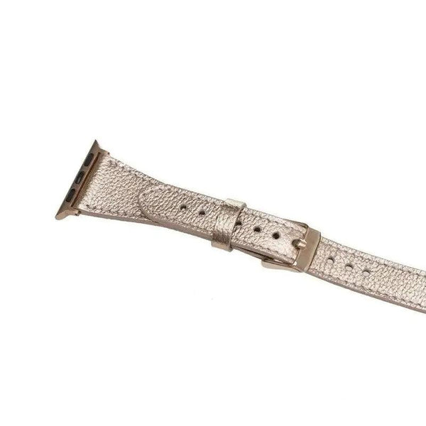 Luxury Double Wrap Rose Gold Leather Apple Watch Band - San Diego