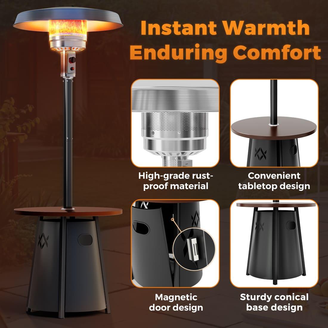 Pyra Propane Patio Heater 50,000 BTU, Round Table, CSA Certified