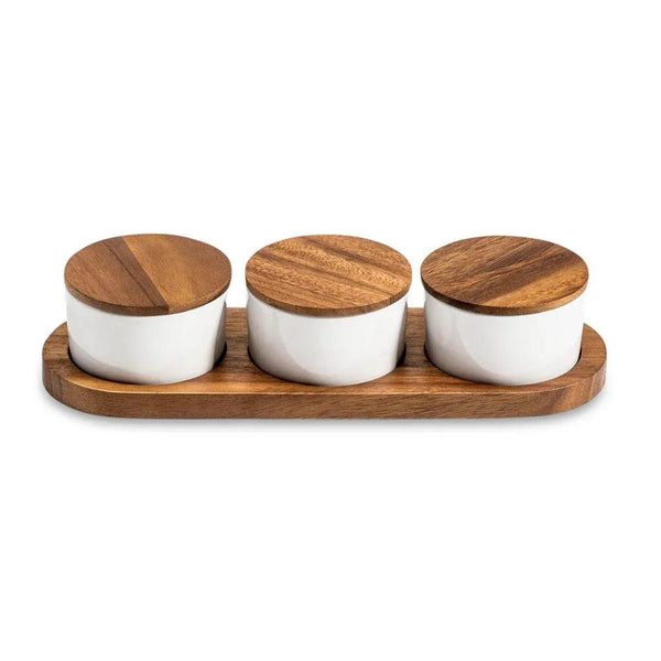 Condiment Serving Set 3 Ceramic Bowls with Lids 13