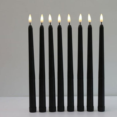 Pack of 6 Black LED Birthday Candles Flameless Taper Candles LED Taper Candles  Led Candle Lights Flickering Candles For Halloween Christmas Yellow/Warm White Plastic Flameless Flickering Battery Operated LED Halloween Candles
