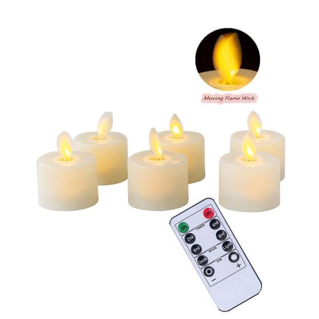 Pack of 6 or 12 Remote or Not Remote Flameless Battery Candles Realistic and Bright Flickering Bulb Battery Operated Flameless LED Tea Light Ideal for Parties Weddings Birthdays Hollween Gift Realistic and Bright Flickering Fake Dancing Flame Tea lights