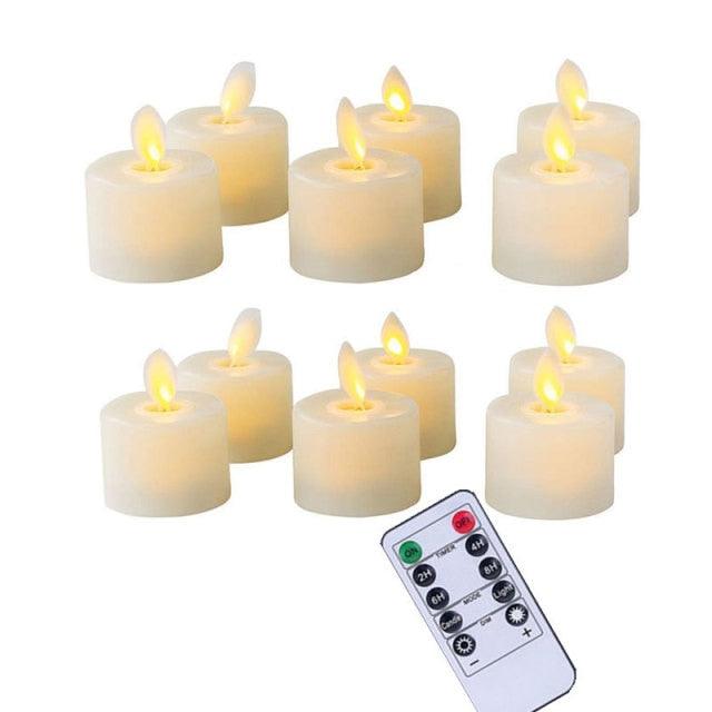 Pack of 6 or 12 Remote or Not Remote Flameless Battery Candles Realistic and Bright Flickering Bulb Battery Operated Flameless LED Tea Light Ideal for Parties Weddings Birthdays Hollween Gift Realistic and Bright Flickering Fake Dancing Flame Tea lights