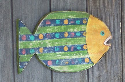 Painted Wooden Wall Fish Hanging - 3 Styles