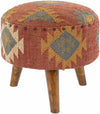 Brick Red Wood Frame Ottoman Stool - 16"H x 16"W x 16"D