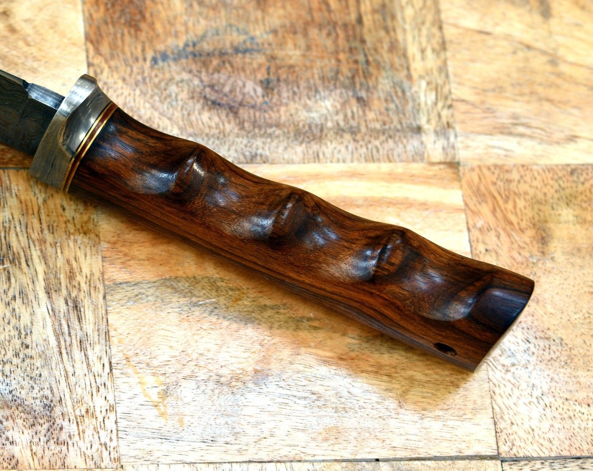 Paladin Damascus Knife with Exotic Rosewood Handle & Sheath
