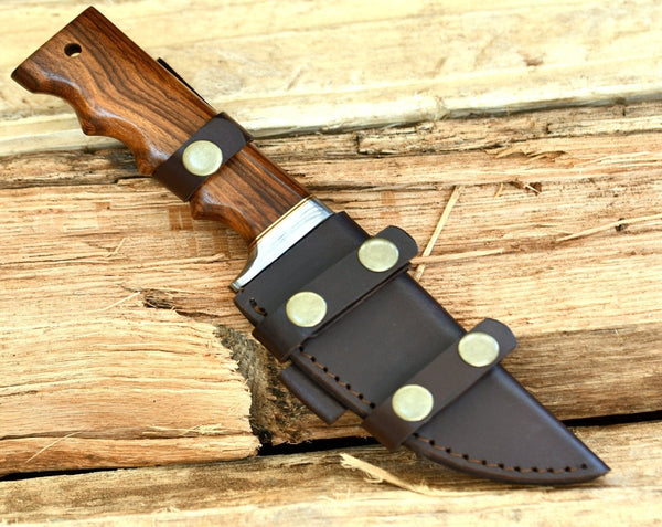 Paladin Damascus Knife with Exotic Rosewood Handle & Sheath