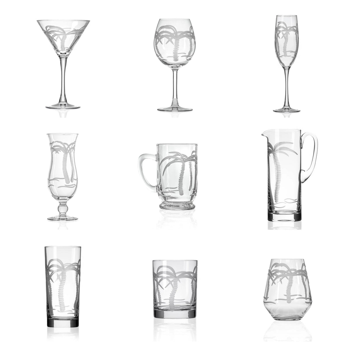 Palm Tree Etched Glassware