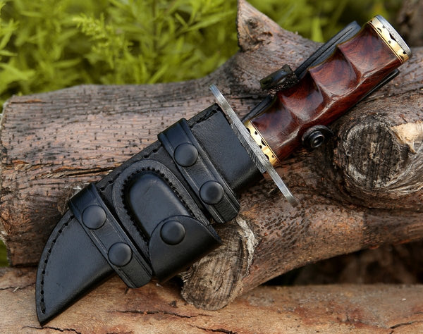 Paragon Damascus Bowie Knife with Exotic Rosewood Handle