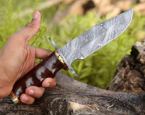 Paragon Damascus Bowie Knife with Exotic Rosewood Handle - Gifts for You 'n Me