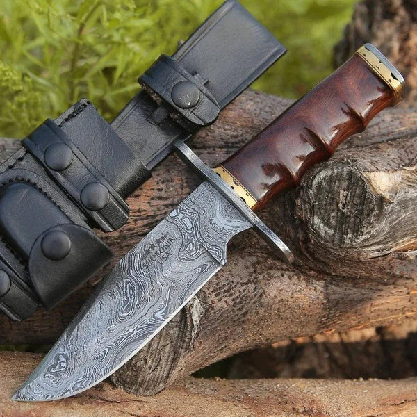 Paragon Damascus Bowie Knife with Exotic Rosewood Handle - Gifts for You 'n Me