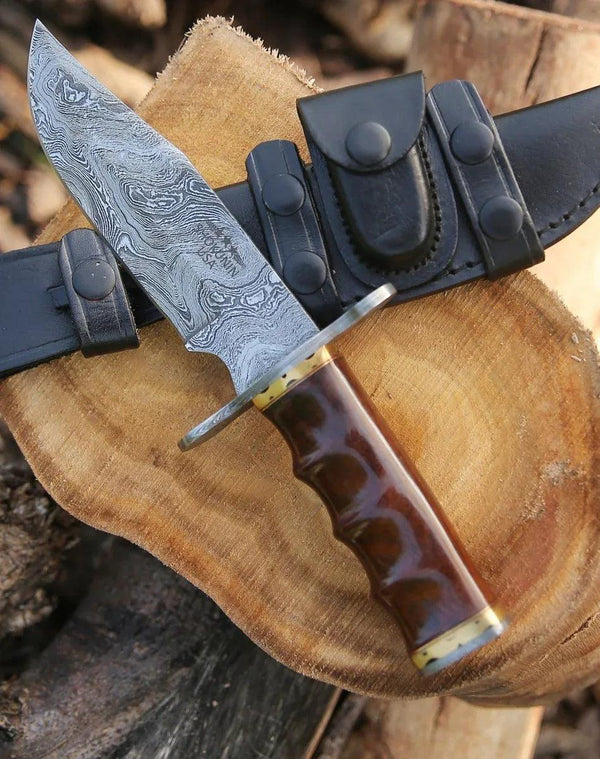 Paragon Damascus Bowie Knife with Exotic Rosewood Handle - Gifts for You 'n Me