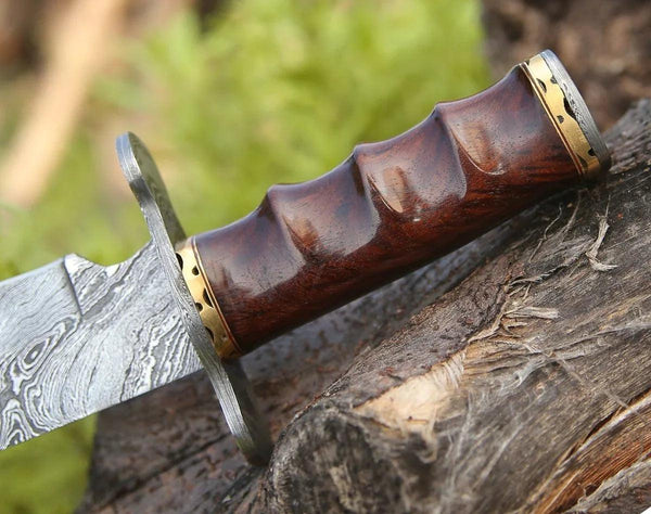 Paragon Damascus Bowie Knife with Exotic Rosewood Handle - Gifts for You 'n Me