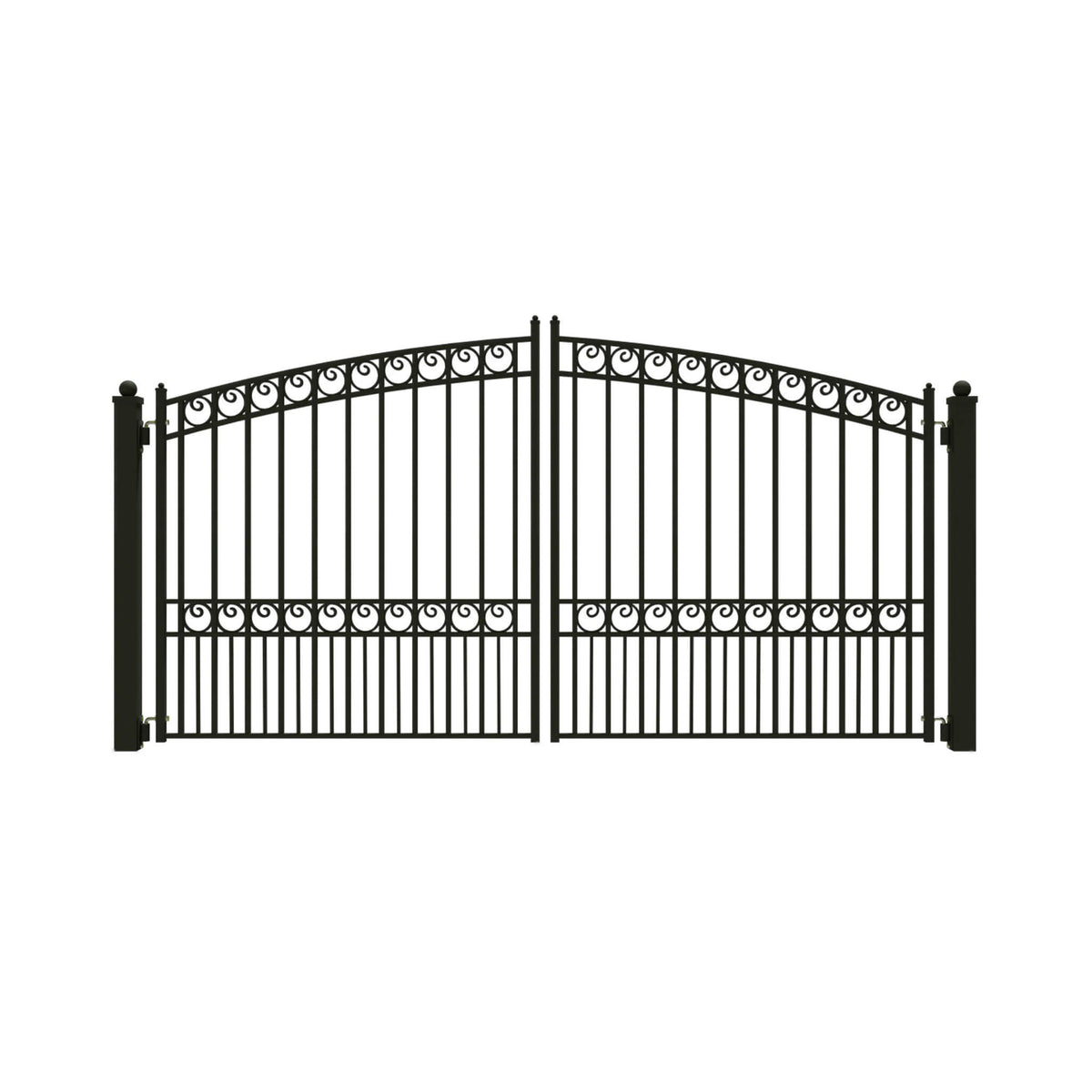 [12-18FT] Heavy-Duty Paris-Style Steel Premium Dual-Swing Driveway Gate (SAK97031)