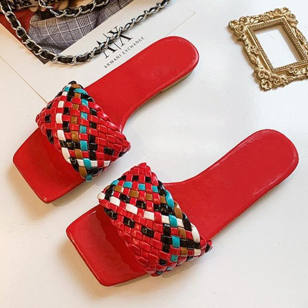 Party Luxury Ladies Slippers Charm Design Open-Toe Beach Flat Sandals Casual Flip Flops Women Shoes Flat Sandals Slip On Slide Sandals Leather Strap Flat Sandals