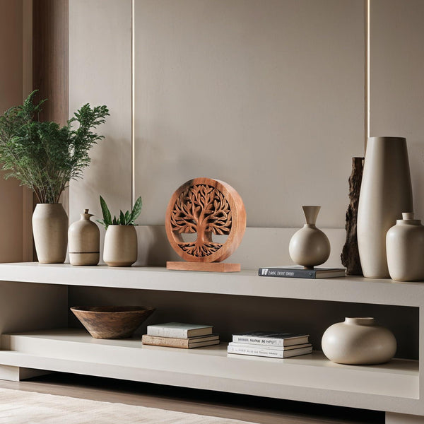 Cloverly Tree of Life Wooden Sculpture – Handmade Decorative Art | Decozen Luxe, Gift for Mom