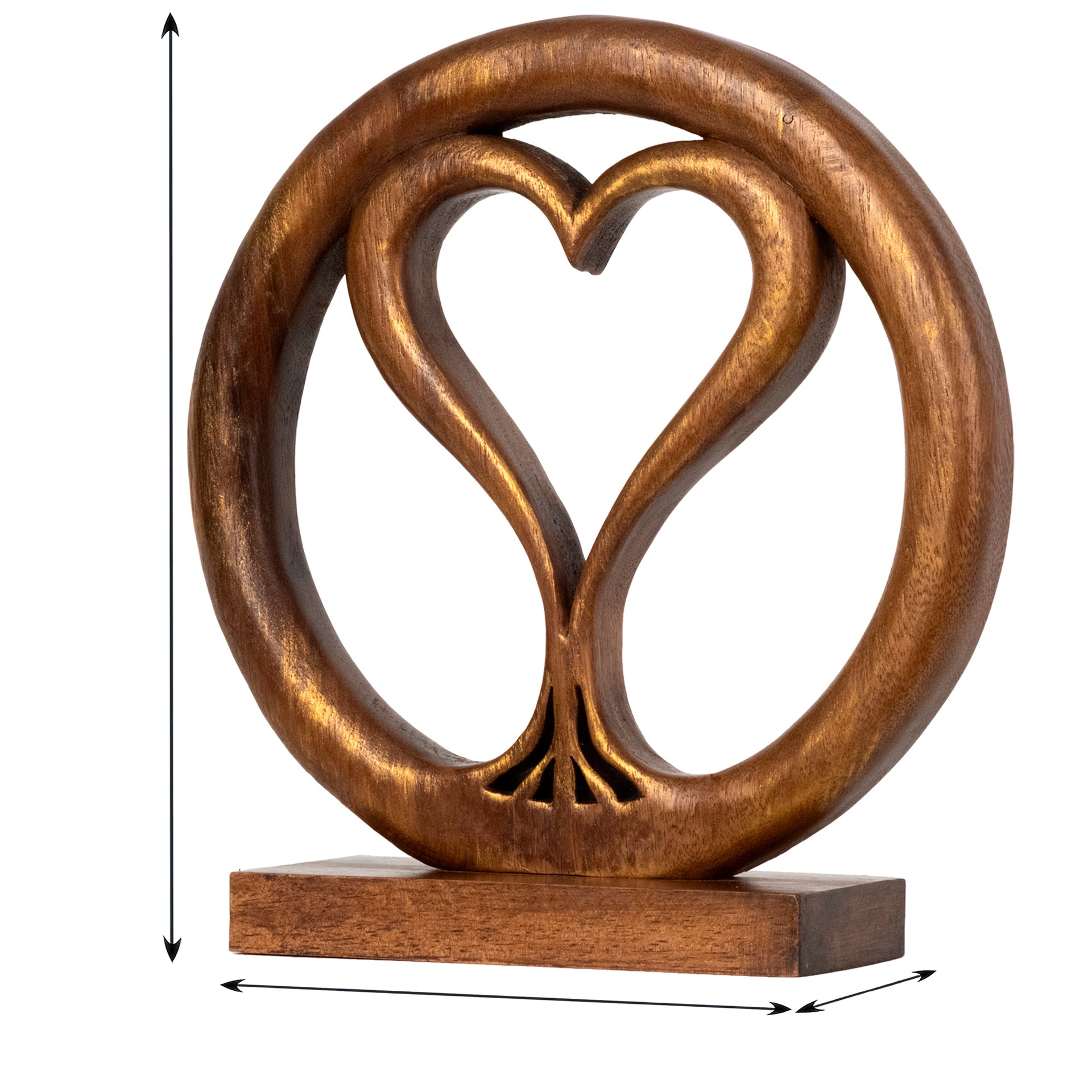 Solid Wood Heart Sculpture - Unique Gift from Daughter, Son, Husband - Perfect for Home, Mantel, Fireplace, and Foyer Decor - Tabletop Accent Decozen