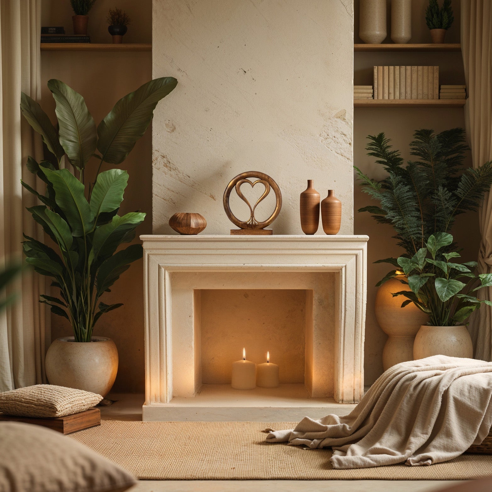 Solid Wood Heart Sculpture - Unique Gift from Daughter, Son, Husband - Perfect for Home, Mantel, Fireplace, and Foyer Decor - Tabletop Accent Decozen