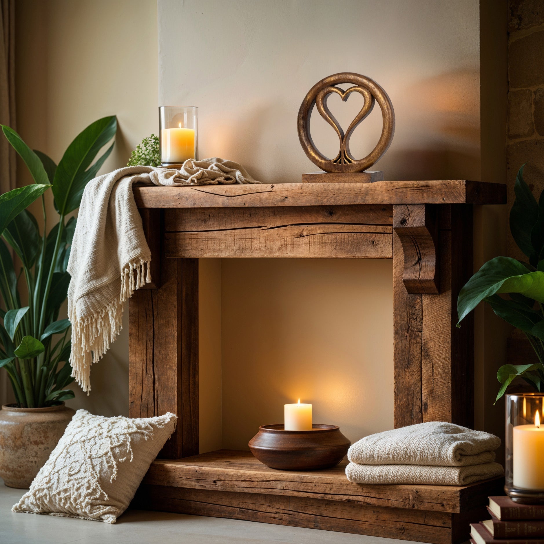 Solid Wood Heart Sculpture - Unique Gift from Daughter, Son, Husband - Perfect for Home, Mantel, Fireplace, and Foyer Decor - Tabletop Accent Decozen