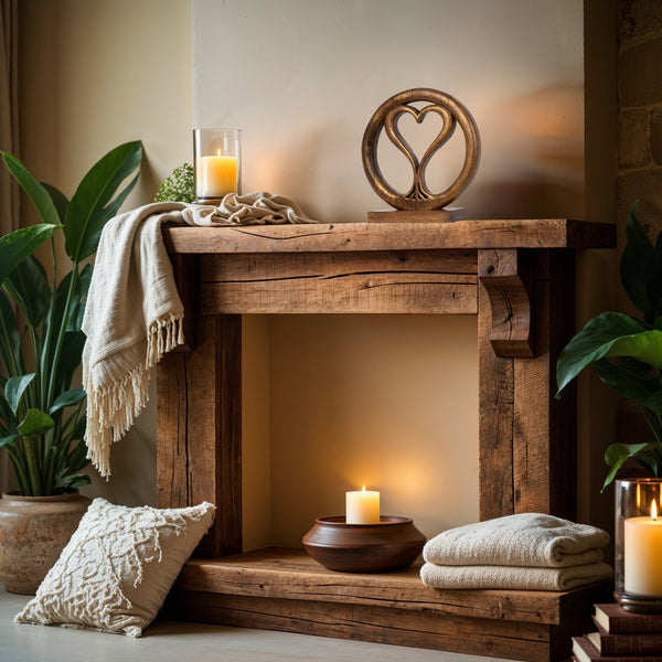 Solid Wood Heart Sculpture - Unique Gift from Daughter, Son, Husband - Perfect for Home, Mantel, Fireplace, and Foyer Decor - Tabletop Accent Decozen