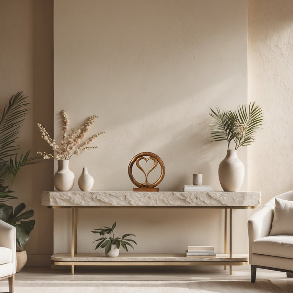 Solid Wood Heart Sculpture - Unique Gift from Daughter, Son, Husband - Perfect for Home, Mantel, Fireplace, and Foyer Decor - Tabletop Accent Decozen