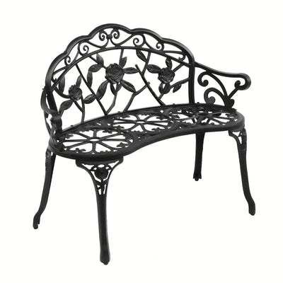Floral Cast Aluminum Outdoor Garden Bench for 2