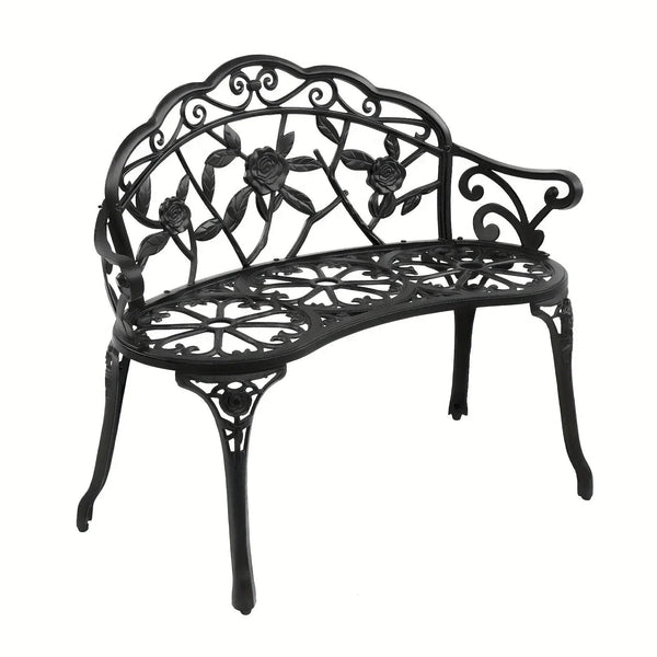Floral Cast Aluminum Outdoor Garden Bench for 2