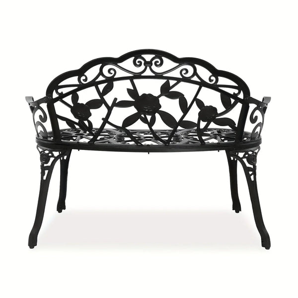 Floral Cast Aluminum Outdoor Garden Bench for 2
