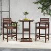 Patio HDPE Adirondack Bar Chairs Set of 2 with Wide Armrests-Brown