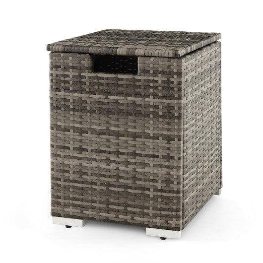 2-in-1 Patio Rattan Gas Propane Tank Cover for 20 lbs Propane Tanks-Gray