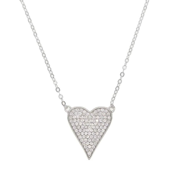 Pave Elongated Heart Necklace