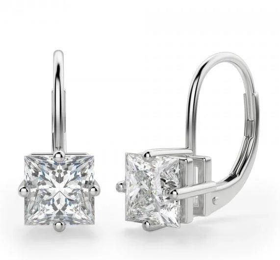 2 Pack White Topaz Leverback Earrings - Gifts for You 'n Me
