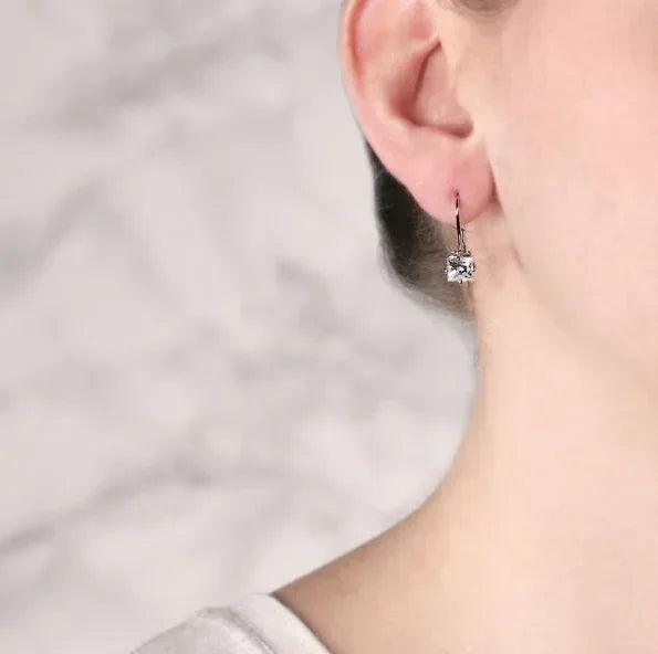2 Pack White Topaz Leverback Earrings - Gifts for You 'n Me