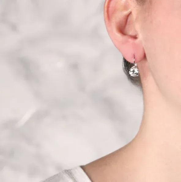 2 Pack White Topaz Leverback Earrings - Gifts for You 'n Me