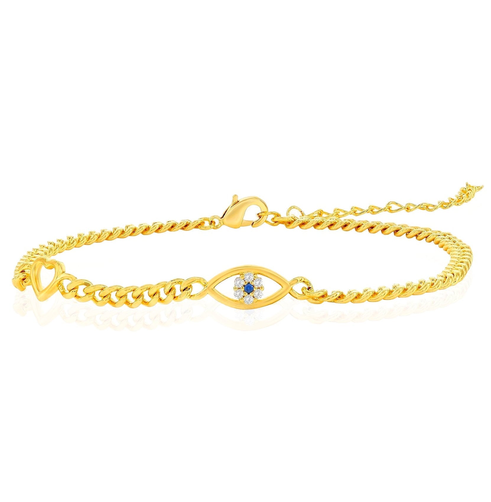 Heart And Created Blue Sapphire Bracelet