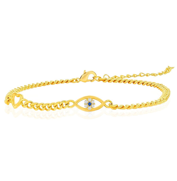 Heart And Created Blue Sapphire Bracelet