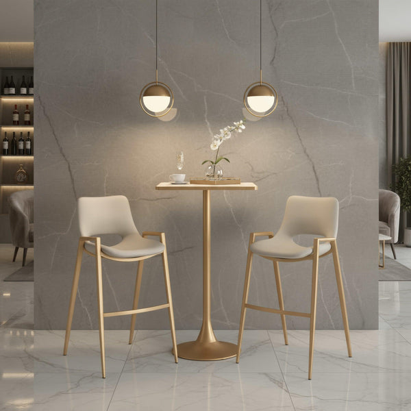 Spot Bar Table Beige & Gold
