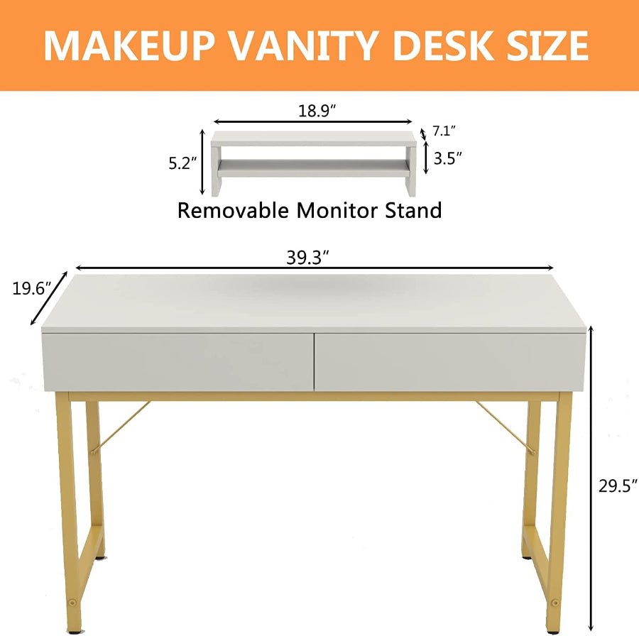 White Compact Makeup Table with Drawers Modern Home & Kitchen