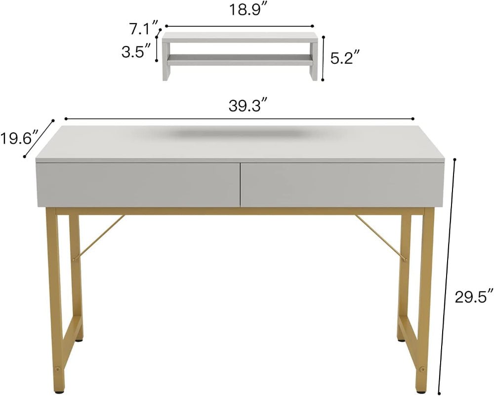 White Compact Makeup Table with Drawers Modern Home & Kitchen