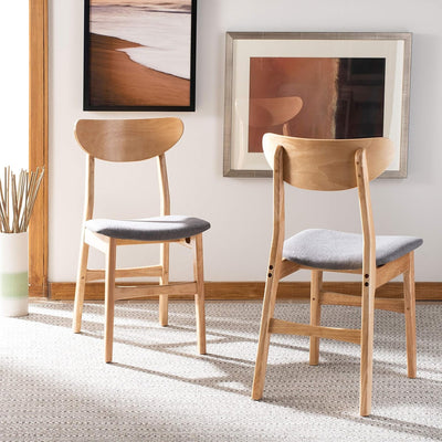 Home Lucca Retro Natural and Grey Cushion Dining Chair, Set of 2