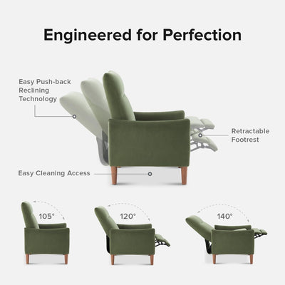 Arthur Recliner Chair with 3 Positions, Accent Chair, Mid Century