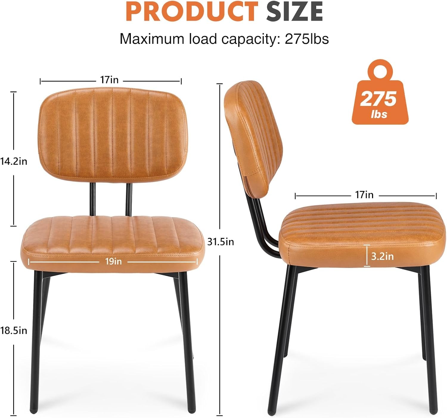 Modern Mid-Century Dining Chairs – Upholstered PU Leather with Metal Legs (Set of 4) Modern Home & Kitchen