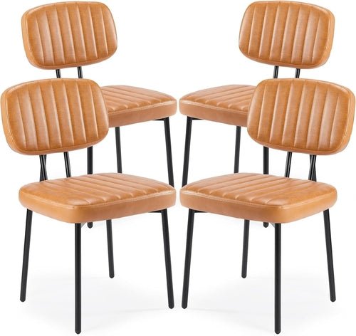 Modern Mid-Century Dining Chairs – Upholstered PU Leather with Metal Legs (Set of 4) Modern Home & Kitchen