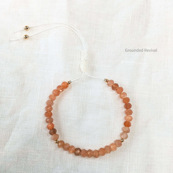 Peach Moonstone Tasbih Bracelet | Women's Prayer Beads - 33 Disc Beads, 6mm