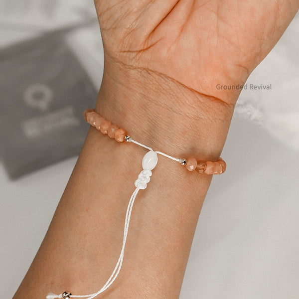 Peach Moonstone Tasbih Bracelet | Women's Prayer Beads - 33 Disc Beads, 6mm