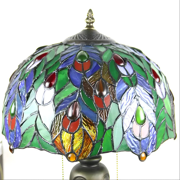 Antique Tiffany Lamp Peacock | Glass Tabletop