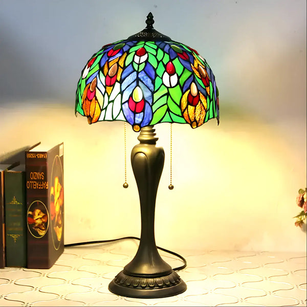 Antique Tiffany Lamp Peacock | Glass Tabletop